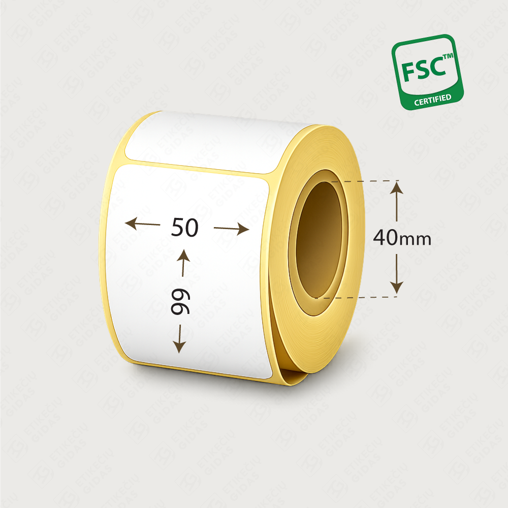 Balti etikečių ruošiniai lipdukai rulone 50x99