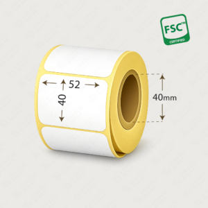 Balti etikečių ruošiniai lipdukai rulone 52x40 mm