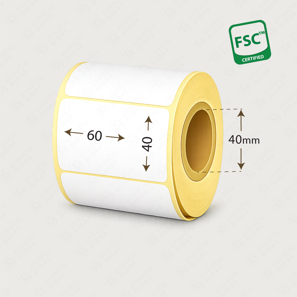 Balti etikečių ruošiniai lipdukai rulone 60x40