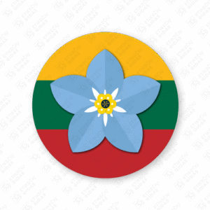 Lipdukas Neužmirštuolė Vėliavoje apvalūs d-40mm