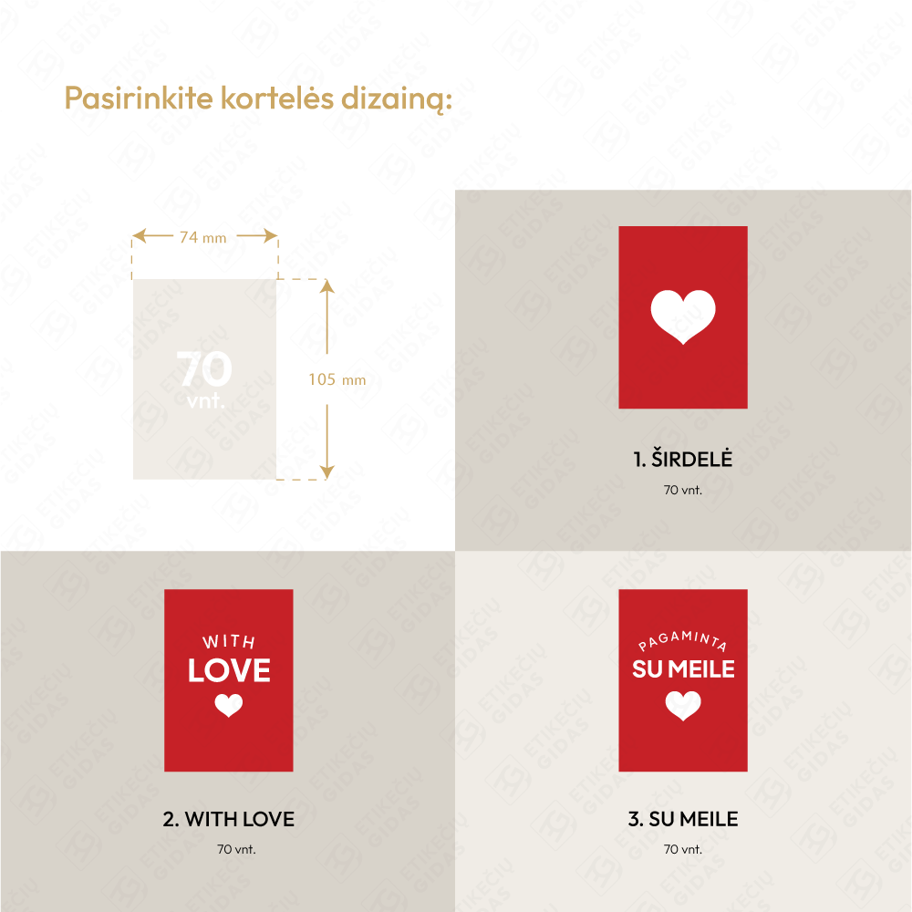 Romantiskas pakavimo rinkinys verslui - lipdukai, kortelės, satino juostos