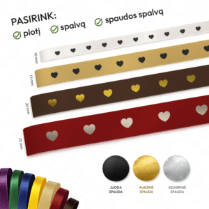 Satino juosta su spauda – įvairios spalvos ir spaudos variantai