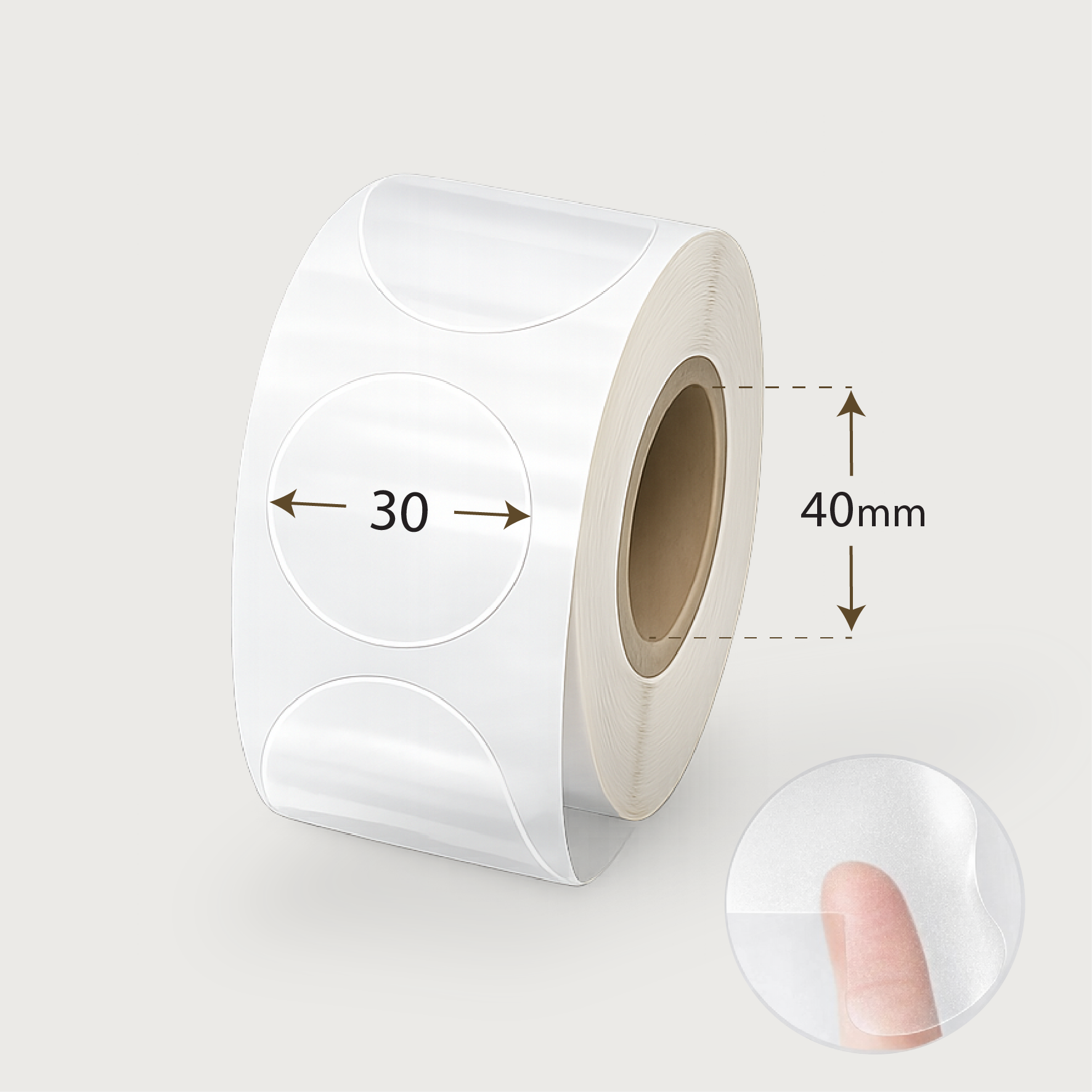 Skaidrus apvalus PP Clear lipdukas 30 mm