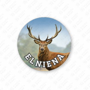 Apvalūs elnienos konservų lipdukai 30 mm lapuose su standartiniais klijais