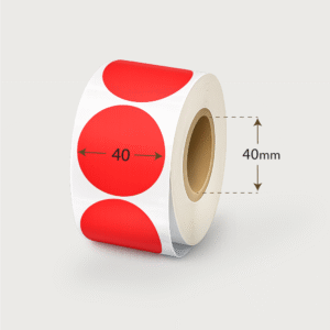 Spalvoti raudoni Vellum apvalūs lipdukai 40 mm diametro