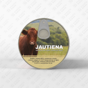 jautienos konservų lipni etiketė