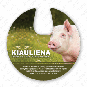 kiaulienos konservų lipni etiketė