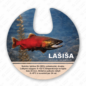 lašišos konservų lipni etiketė