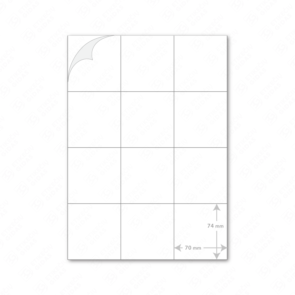 Lipdukai A4 lape, baltos etiketės