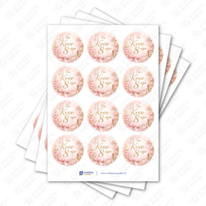 Kovo 8 Moterų dienos pusiau blizgūs popieriniai lipdukai, 40 mm skersmens