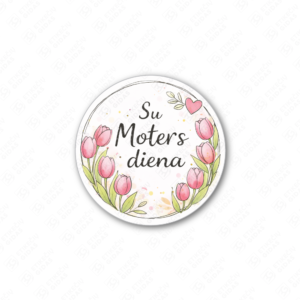 Kovo 8 Moterų dienos pusiau blizgūs popieriniai lipdukai, 40 mm skersmens