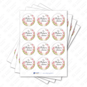 Kovo 8 Moterų dienos pusiau blizgūs popieriniai lipdukai, 40 mm skersmens