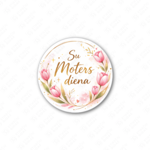 Kovo 8 Moterų dienos pusiau blizgūs popieriniai lipdukai, 40 mm skersmens