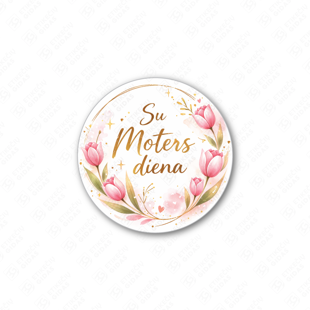 Kovo 8 Moterų dienos pusiau blizgūs popieriniai lipdukai, 40 mm skersmens