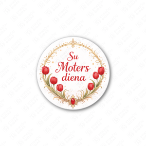 Kovo 8 Moterų dienos pusiau blizgūs popieriniai lipdukai, 40 mm skersmens