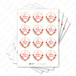 Kovo 8 Moterų dienos pusiau blizgūs popieriniai lipdukai, 40 mm skersmens