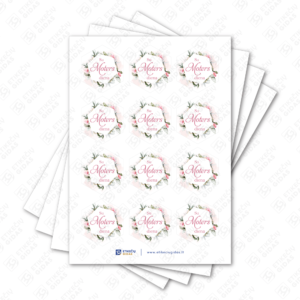 Kovo 8 Moterų dienos pusiau blizgūs popieriniai lipdukai, 40 mm skersmens