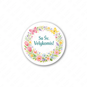 Velykų pusiau blizgūs popieriniai lipdukai, 40 mm skersmens