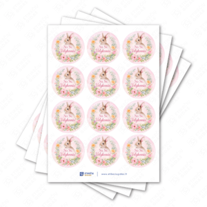 Velykų pusiau blizgūs popieriniai lipdukai, 40 mm skersmens