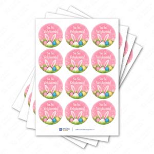 Velykų pusiau blizgūs popieriniai lipdukai, 40 mm skersmens