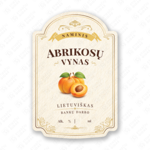 Abrikosų vyno etiketė buteliui, 80x120 mm, atspari drėgmei