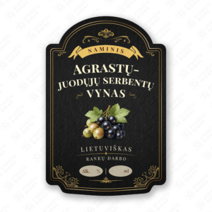 Agrastų - juodųjų serbentų vyno etiketė buteliui, 80x120 mm, atspari drėgmei