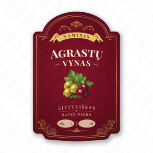 Agrastų vyno etiketė buteliui, 80x120 mm, atspari drėgmei