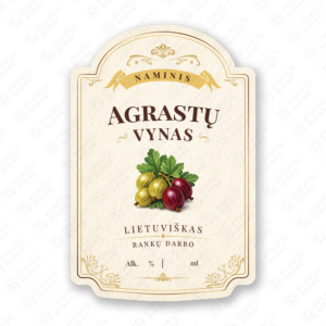 Agrastų vyno etiketė buteliui, 80x120 mm, atspari drėgmei