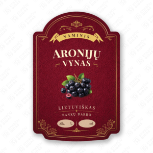 Aronijų vyno etiketė buteliui, 80x120 mm, atspari drėgmei