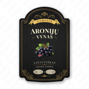 Aronijų vyno etiketė buteliui, 80x120 mm, atspari drėgmei