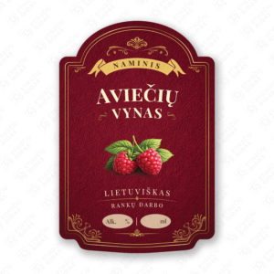 Aviečių vyno etiketė buteliui, 80x120 mm, atspari drėgmei