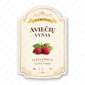 Aviečių vyno etiketė buteliui, 80x120 mm, atspari drėgmei
