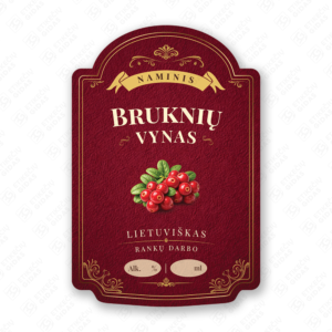 Bruknių vyno etiketė buteliui, 80x120 mm, atspari drėgmei