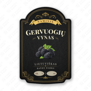 Gervuogių vyno etiketė buteliui, 80x120 mm, atspari drėgmei