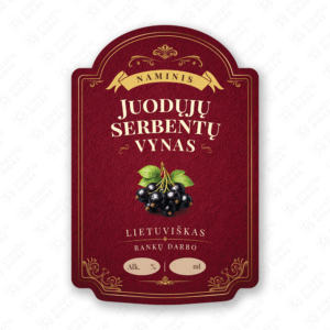 Juodųjų serbentų vyno etiketė buteliui, 80x120 mm, atspari drėgmei