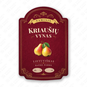 Kriaušių vyno etiketė buteliui, 80x120 mm, atspari drėgmei