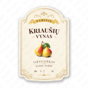 Kriaušių vyno etiketė buteliui, 80x120 mm, atspari drėgmei
