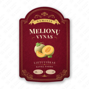 Melionų vyno etiketė buteliui, 80x120 mm, atspari drėgmei