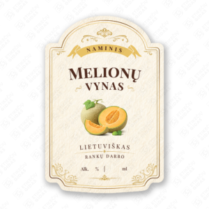 Melionų vyno etiketė buteliui, 80x120 mm, atspari drėgmei