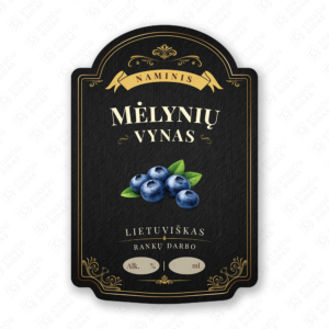 Mėlynių vyno etiketė buteliui, 80x120 mm, atspari drėgmei