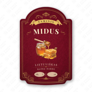 Midaus etiketė buteliui, 80x120 mm, atspari drėgmei