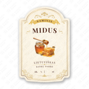 Midaus etiketė buteliui, 80x120 mm, atspari drėgmei