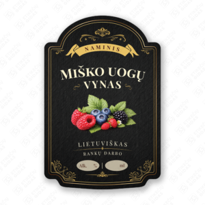 Miško uogų vyno etiketė buteliui, 80x120 mm, atspari drėgmei