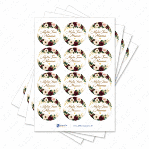 Motinos dienos pusiau blizgūs popieriniai lipdukai, 40 mm skersmens