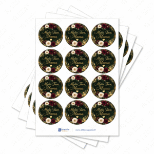 Motinos dienos pusiau blizgūs popieriniai lipdukai, 40 mm skersmens