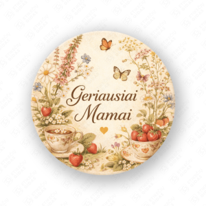 Motinos dienos pusiau blizgūs popieriniai lipdukai, 40 mm skersmens