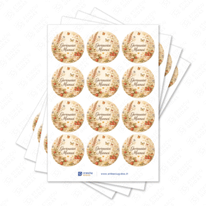 Motinos dienos pusiau blizgūs popieriniai lipdukai, 40 mm skersmens