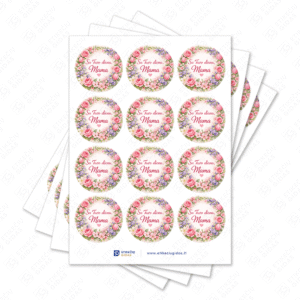 Motinos dienos pusiau blizgūs popieriniai lipdukai, 40 mm skersmens