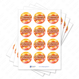 Motinos dienos pusiau blizgūs popieriniai lipdukai, 40 mm skersmens