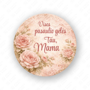 Motinos dienos pusiau blizgūs popieriniai lipdukai, 40 mm skersmens